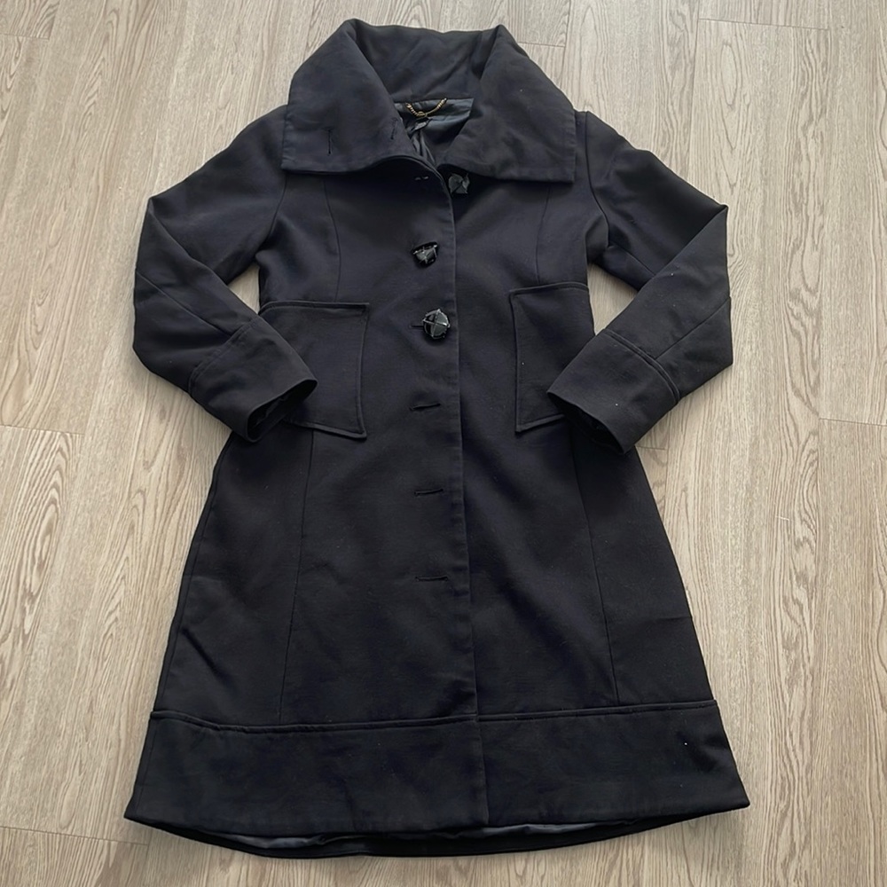 Black Cotton Wool Jacket Coat Large Women